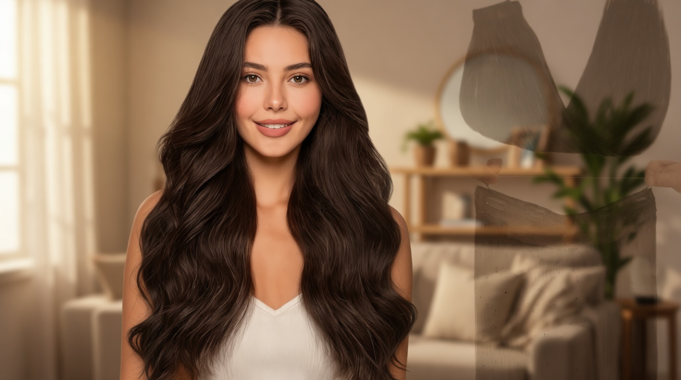 GOO GOO Wire Hair Extensions Human Hair, 2 Dark Brown Natural 16inch 95g, Invisible Wire Hair Extensions with Transparent, Seamless Fish Line Hairpiece ClimatePartner certified