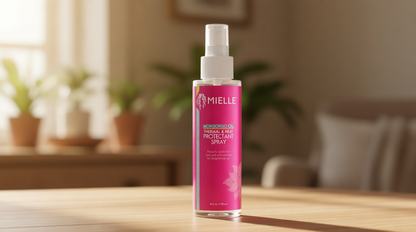 Mielle Organics Mongongo Oil Thermal & Heat Protectant Spray, Protects Hair from Heat Damage, Intense Heat Defense, Curl Pattern Protection, Safe for All Hair Types, 4 Ounce