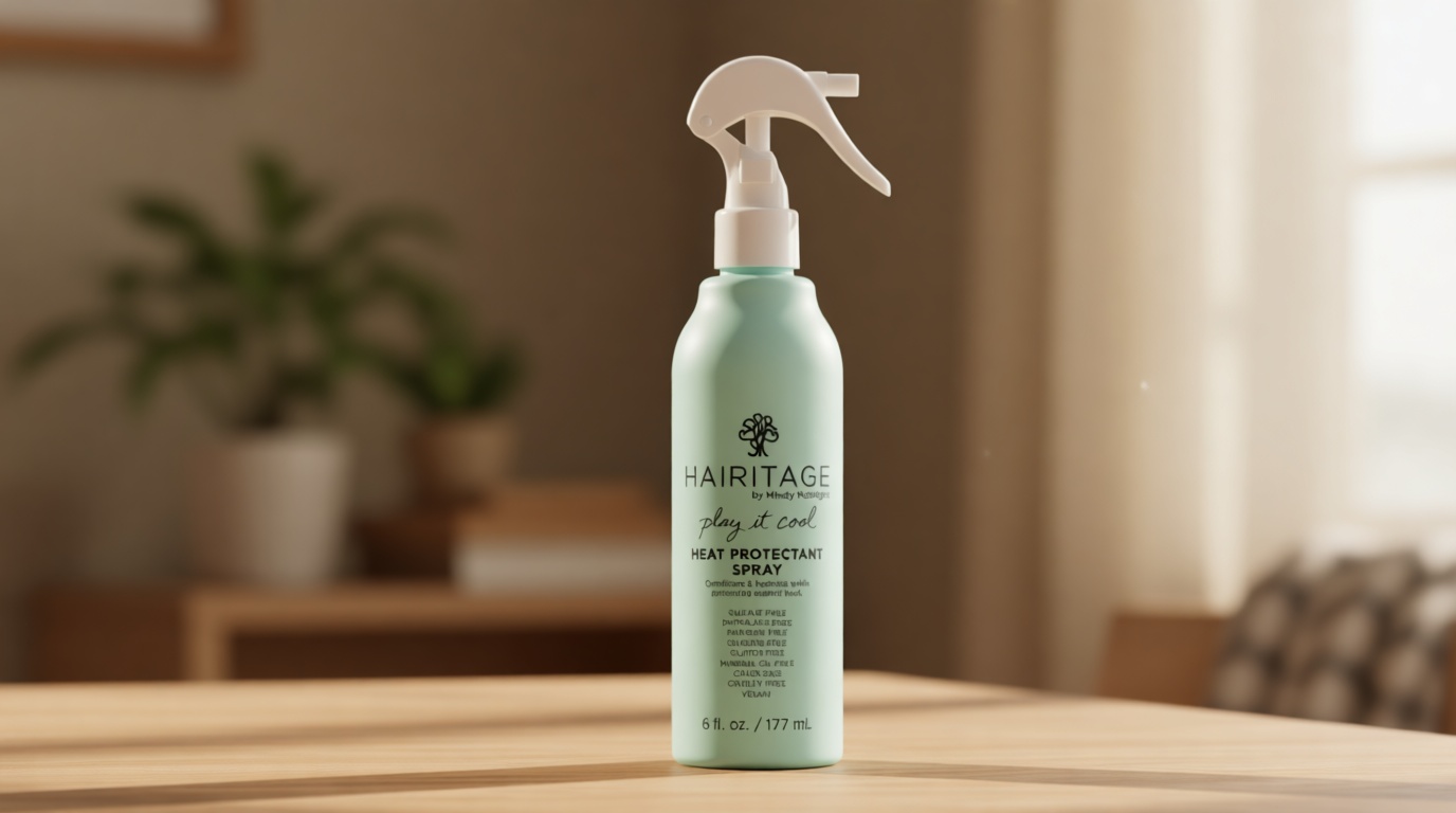 Hairitage Heat Protectant Spray for Hair - Up to 450 Degree Protection + Hydrates + Strengthens Hair - Leaves Hair Smooth + Shiny after Styling - For All Hair Types + Heated Styling Tools - 6 fl oz