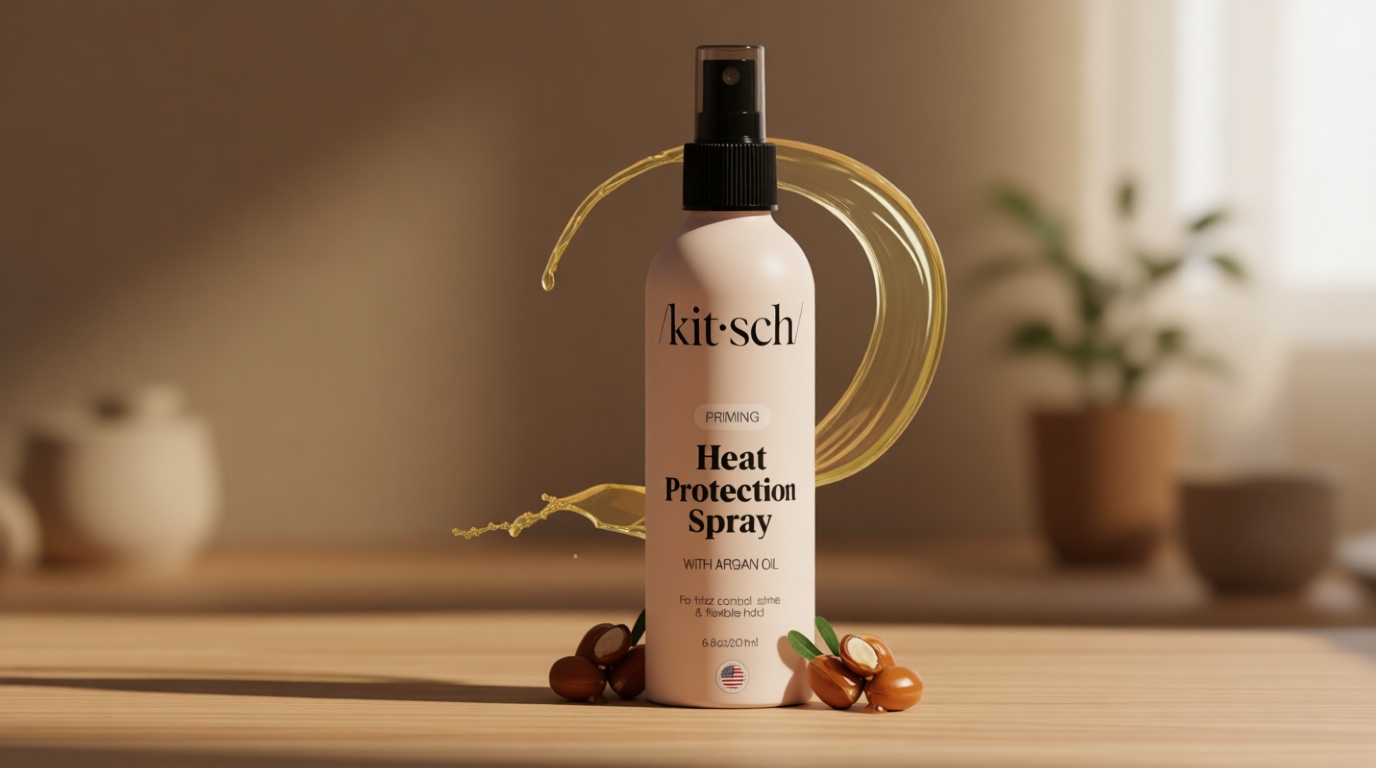 Kitsch Heat Protection Spray for Hair – Heat Protectant for Hair with Argan Oil – Styling Hair Spray for Frizz Control, Shine & Damage Protection – Protects Strands | Ideal Gifts for Women – 6.8oz