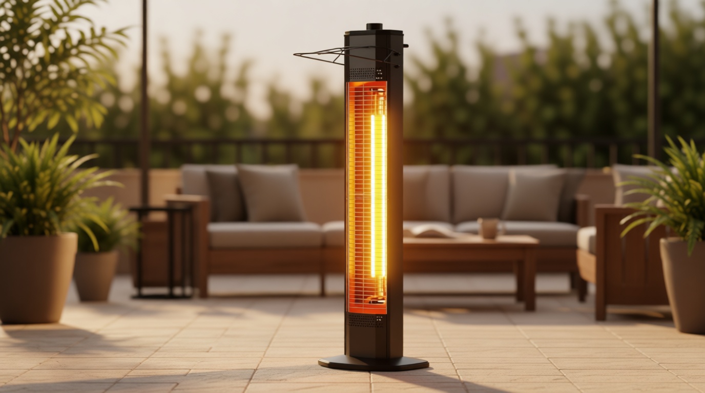 Outdoor Electric Patio Heater, 34-inch 1500W Infrared Tower Heater with Instant Heating, Tip-Over & Overheat Protection, IPX5 Waterproof Space Heater for Patio Garage Workshop Indoor & Outdoor Use