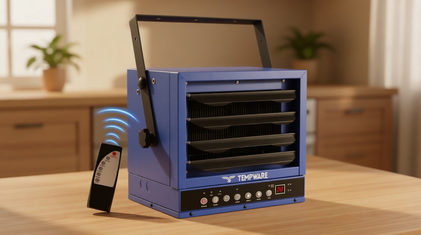 TEMPWARE 7500W Electric Garage Heater, 240V Hardwired Digital Ceiling Mount Fan-Forced Shop Heater with Full-Function Remote and 12-Hour Timer, Ideal for Workshop Warehouse