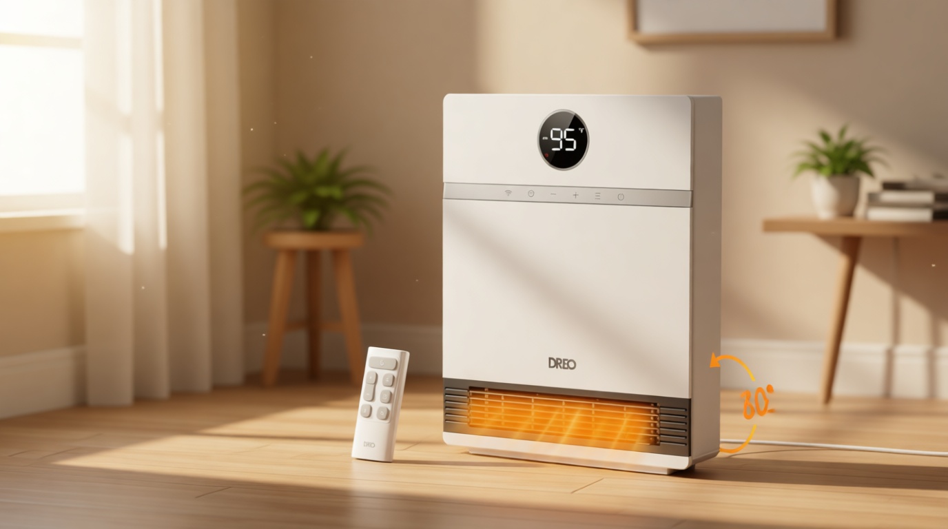 DREO Smart Wall Heater, IP24 Electric PTC Space Heaters for Indoor Use, 30° Oscillation, Adjustable Thermostat, Remote Control, Works with Alexa, 24H Timer, Easy-mounted for Office, Bedroom, Home