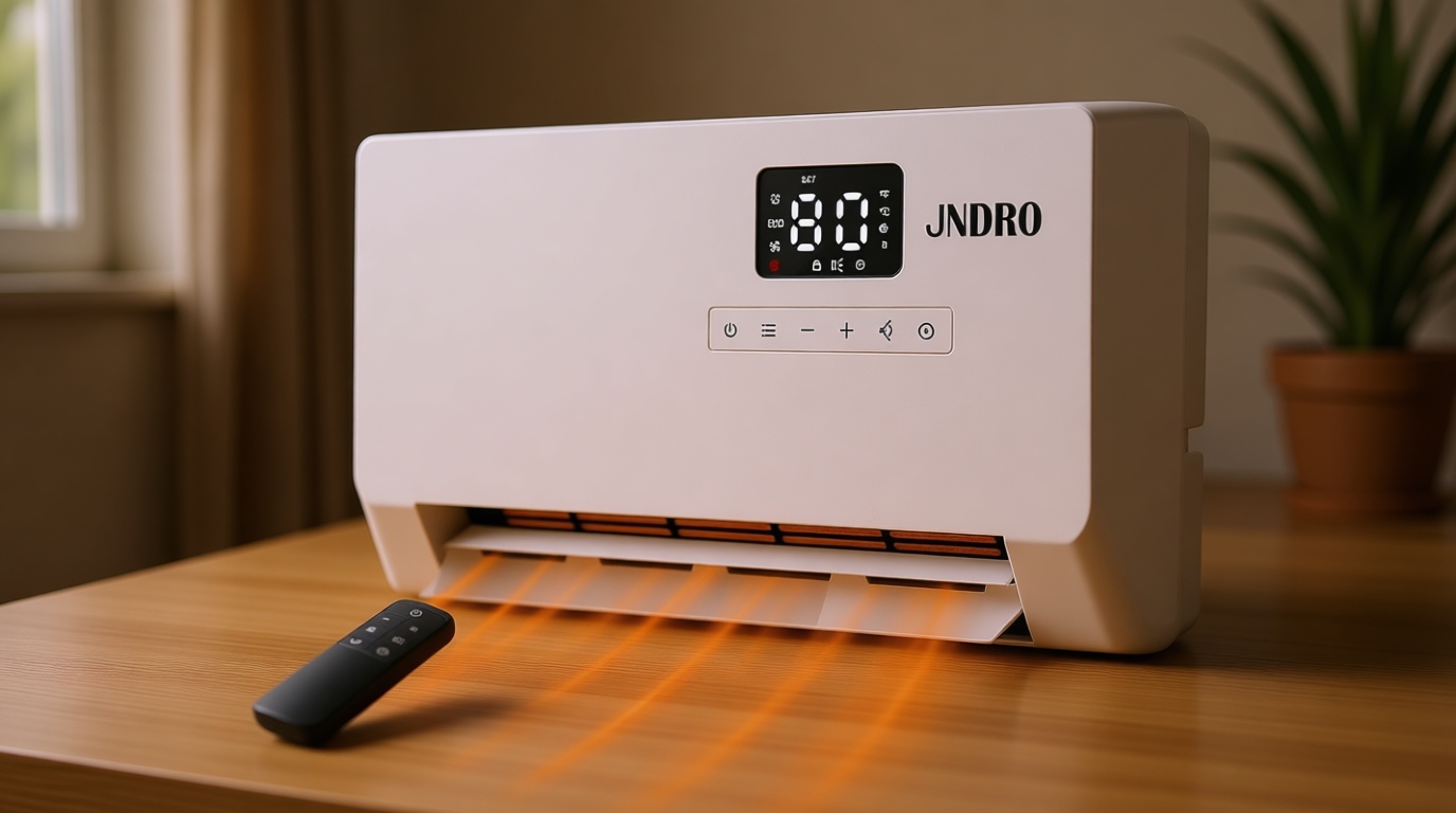 Wall-Mounted Space Heater with ECO Thermostat and Remote Control, LED Display, 60°/90°/120° Oscillation Modes, 24-Hour Timer, Indoor Electric Space Heater