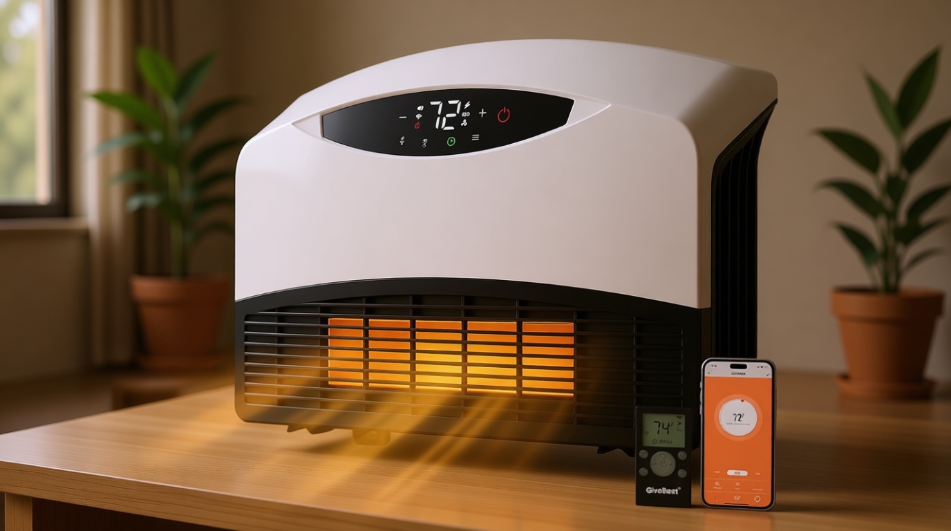 GiveBest Electric Wall Heater with WiFi and Remote Control, Floor or Wall Mounted Heater, Large Room Coverage, 3 Heating Modes, 1500W Fast Heating Space with Thermostat for Indoor Room Use, White