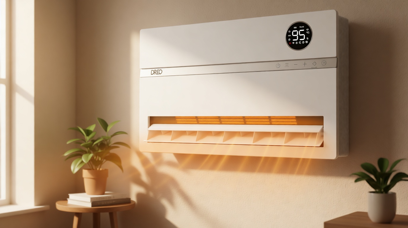 Dreo Smart Wall Heater, Electric Space Heater for Bedroom 1500W, 120° Vertical Oscillation, Adjustable Thermostat, Remote Control, 24H Timer, Easy-Mount Heater for Indoor Use, Works with Alexa, WH719S