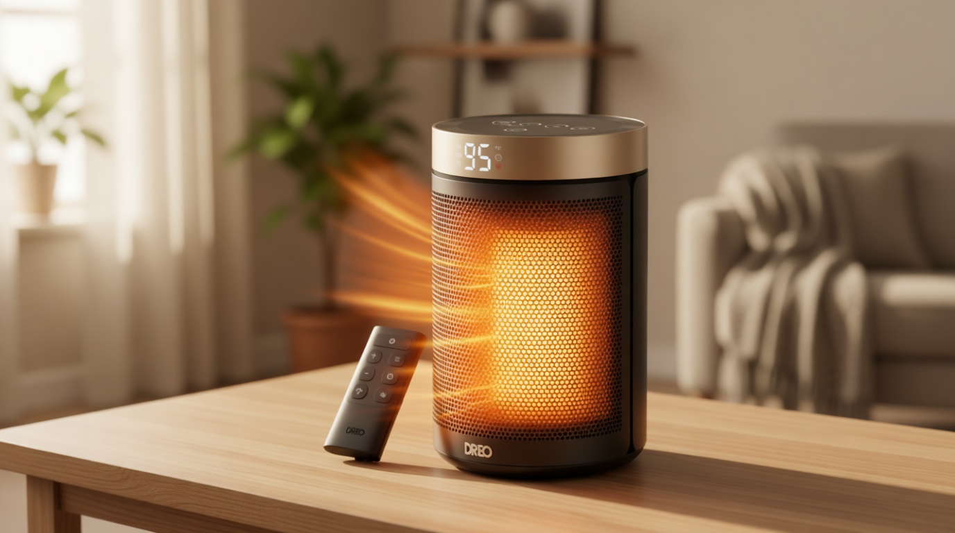 DREO Space Heater, Portable Electric Heaters for Indoor Use with Thermostat and Remote, 2024 Upgraded, Digital Display, 12H Timer, 5 Mode, 1500W PTC Ceramic Fast Safety Heat for Office Bedroom Home
