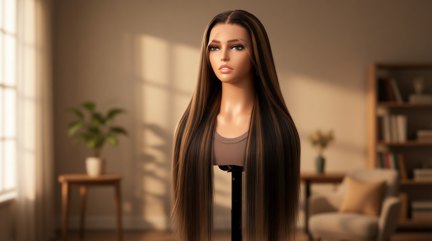Fiumer Ombre Lace Front Wig Human Hair 1B/30 Highlight Straight Wigs 13X6 Transparent Lace Frontal Glueless Wigs Honey Blonde Colored Human Hair Pre Plucked for Women 28inch