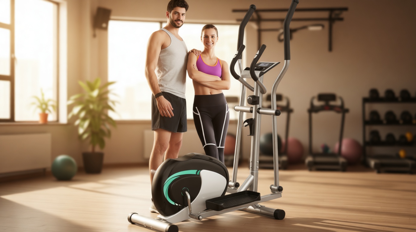 Elliptical Exercise Machine, Hyper-Quiet Elliptical Machine for Home, Magnetic Elliptical Training Machines with 8-Level Resistance, 6KG Flywheel, Pulse Sensor, LCD Monitor (Green)