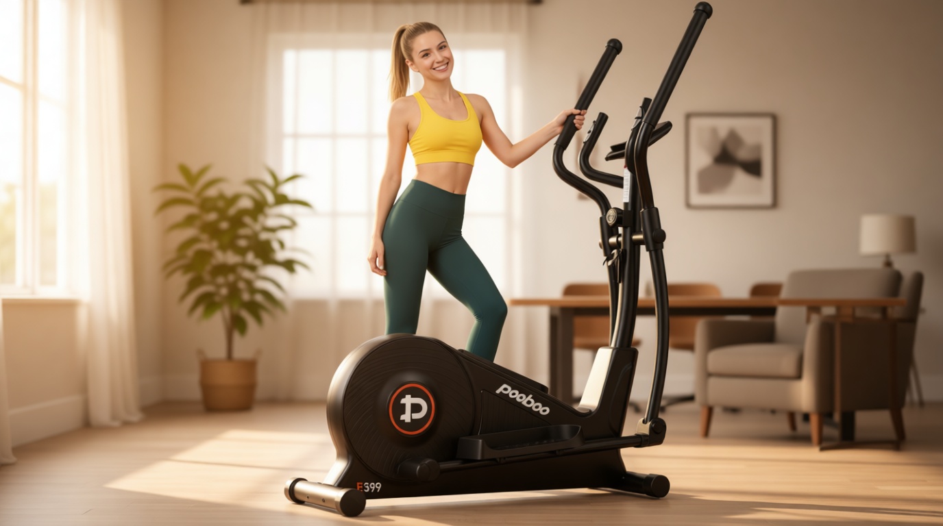 pooboo Elliptical Machine, Elliptical Exercise Machine with 16-Level Resistance&Quiet Magnetic Driving System, Elliptical Machine for Home with LCD Monitor,15.5-17IN Stride, 350LBS Weight Capacity