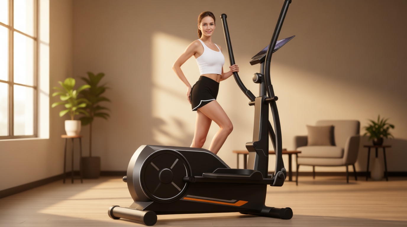 CURSOR FITNESS Elliptical Machine for Home, Elliptical Exercise Machine Elliptical Training Machines with 8 Levels Resistance, Silent Magnetic Elliptical Trainer with 12" Stride and LCD Monitor