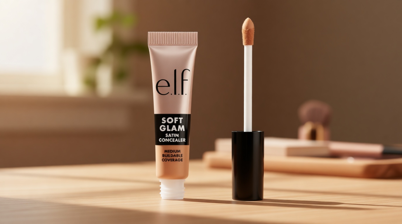 e.l.f. Soft Glam Satin Concealer, Medium Coverage For Blemishes & Under-Eye, Crease-Resistant, Long Lasting, Vegan & Cruelty-Free, 21 Light Neutral