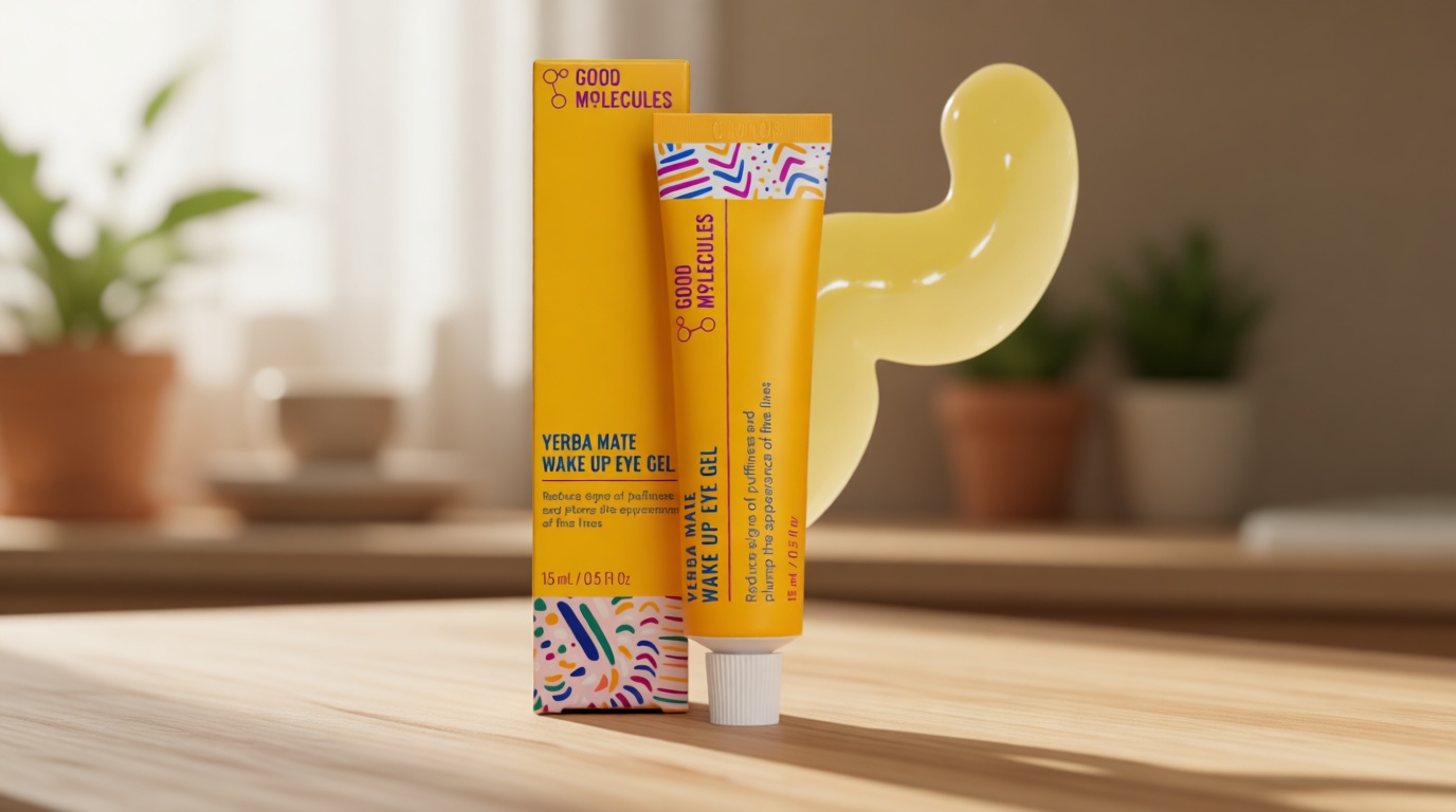 Good Molecules Yerba Mate Wake Up Eye Gel - Hydrating Under Eye Gel Cream with Hyaluronic Acid and Caffeine - Target Dark Circles and Puffiness - Skin Care for Face