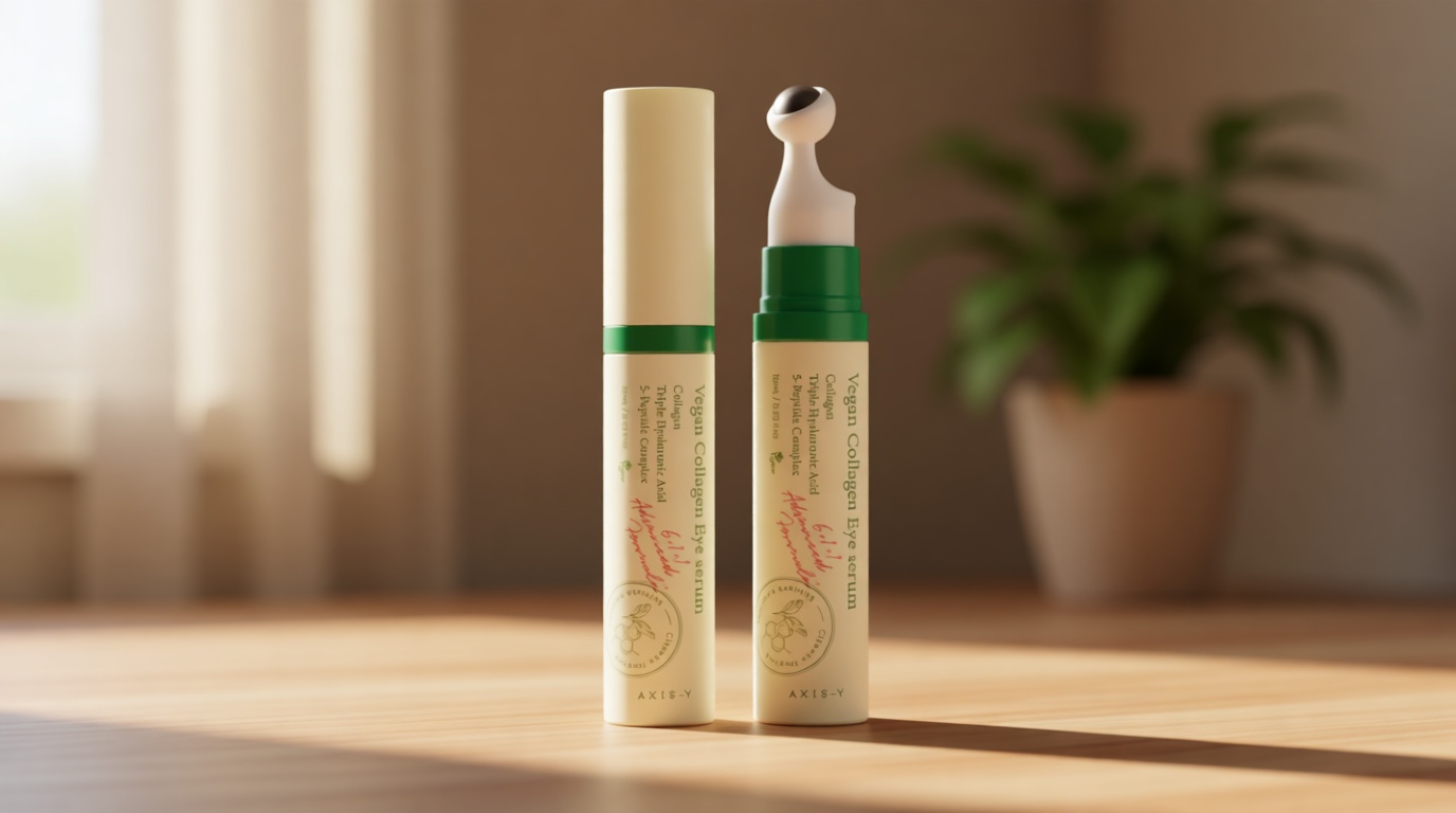 AXIS-Y Vegan Collagen Eye Serum - K Beauty Triple Hyaluronic Acid & Peptide Collagen Serum Improve Skin Elasticity, Reduce Fine Lines & Dark Circles - Vegan Korean Skin Care Eye Cream (0.33 fl. oz.)