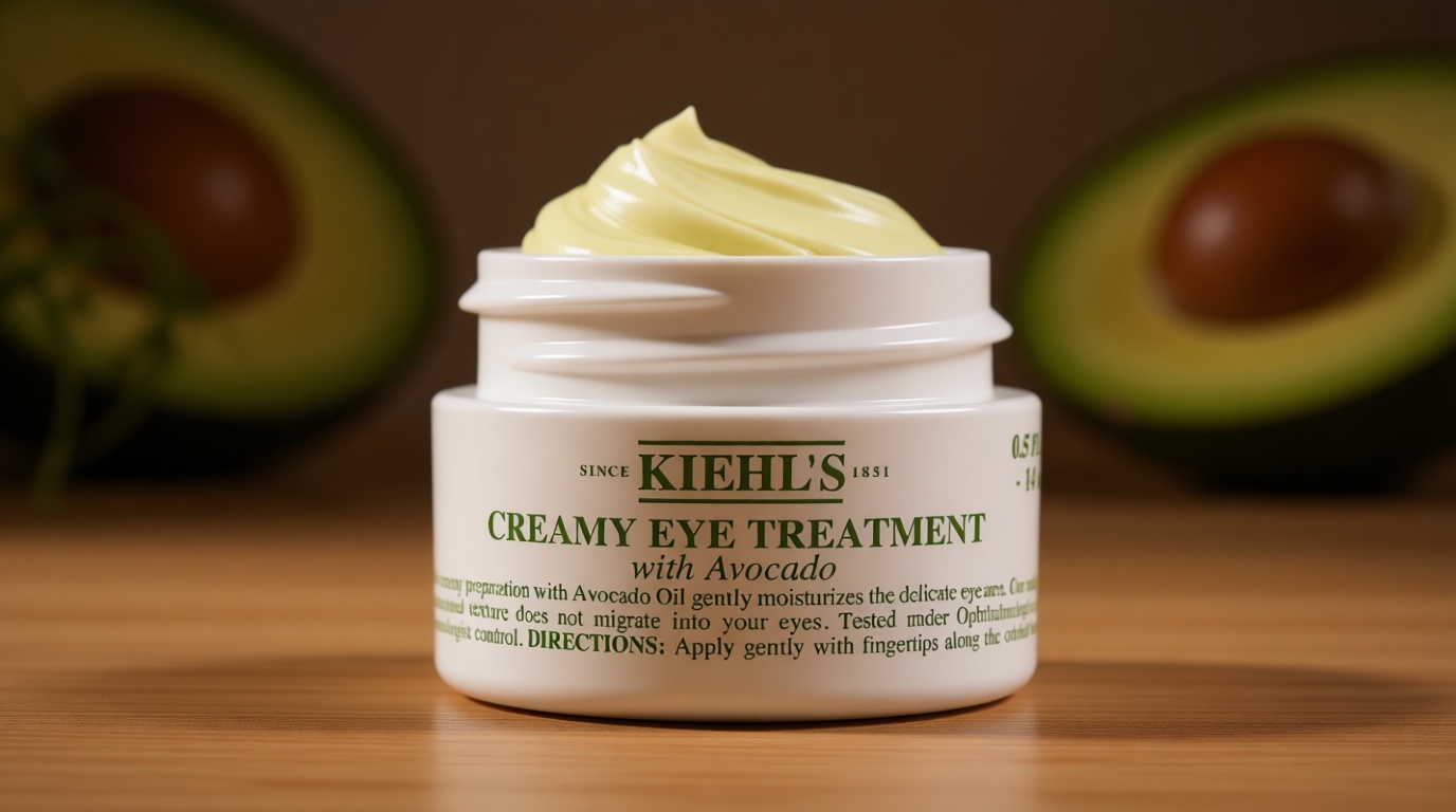 Kiehl's Avocado Eye Treatment, Under Eye Cream for Puffiness and Dark Circles, with Caffeine to Correct Bags, 99% Naturally Derived Non-Toxic Formula Cradle to Cradle Certified