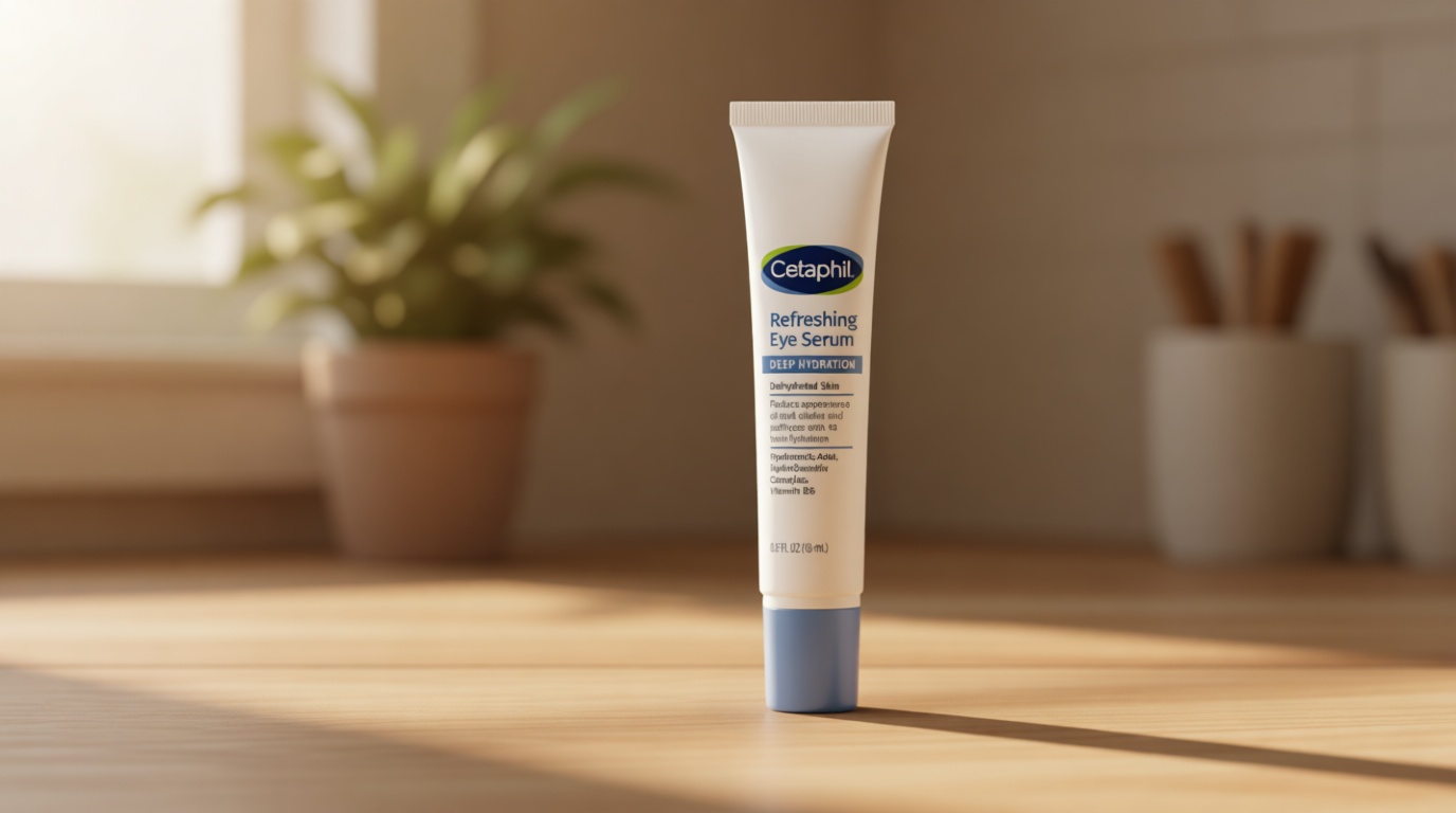 CETAPHIL Deep Hydration Refreshing Eye Serum, 0.5 fl oz, 48Hr Hydrating Under Eye Cream to Reduce the Appearance of Dark Circles, With Hyaluronic Acid, Vitamin E & B5 (Packaging May Vary)