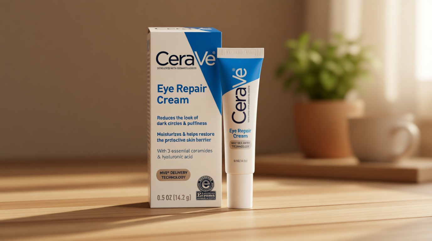 CeraVe Eye Repair Cream, Under Eye Cream For Puffiness And Bags Under Eyes, Hyaluronic Acid + Niacinamide + Marine Botanical Complex, Oil Free & Opthalmologist Tested