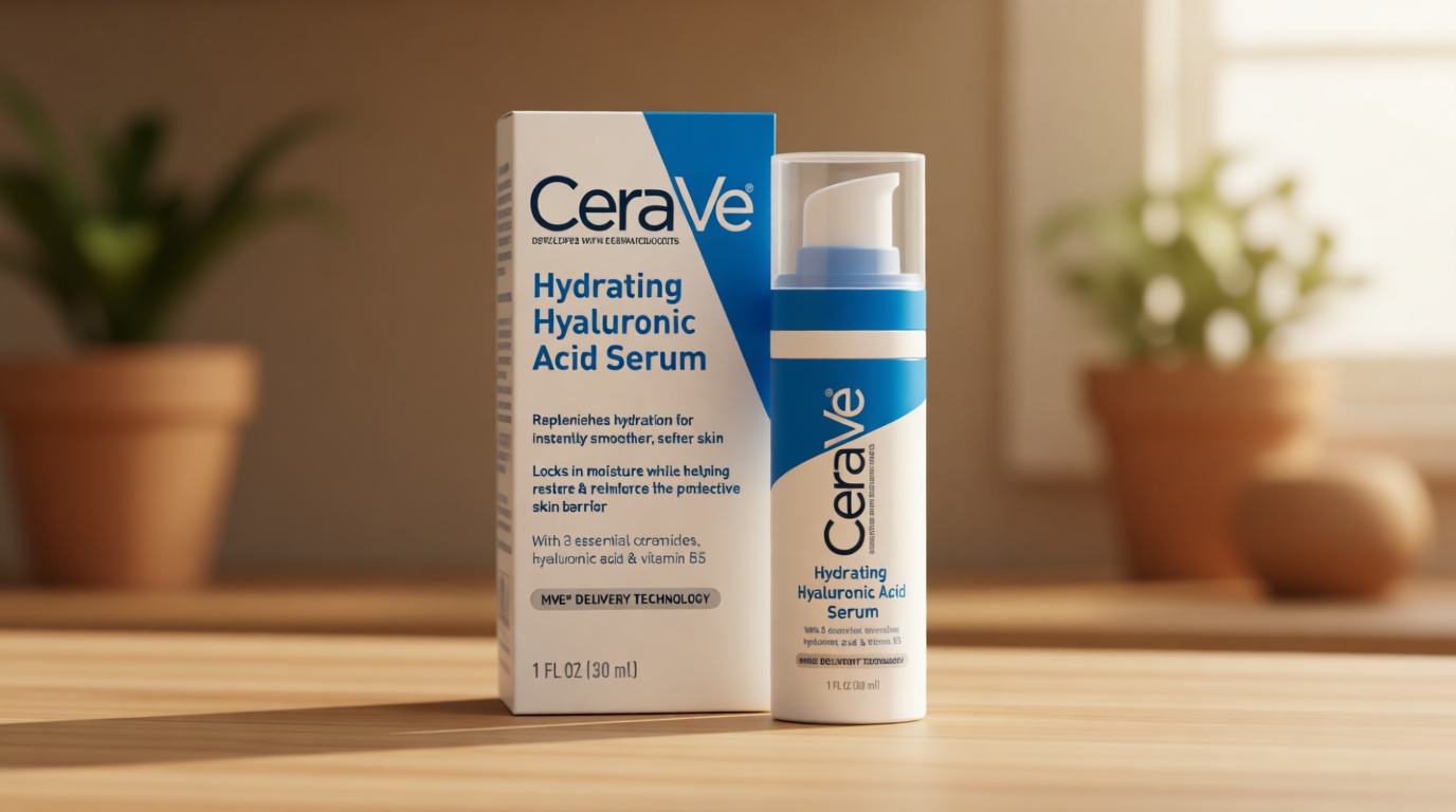 Cerave Hyaluronic Acid Serum for Face with Vitamin B5 and Ceramides, Hydrating Face Serum for Dry Skin, Fragrance Free, 1 Ounce