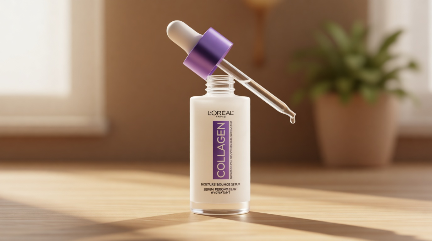 L'Oreal Paris Collagen Moisture Filler Moisture Bounce Face Serum, Glow Serum with Collagen, Glycerin, and Squalane for Bouncy, Radiant, Hydrated Skin, Includes Sample