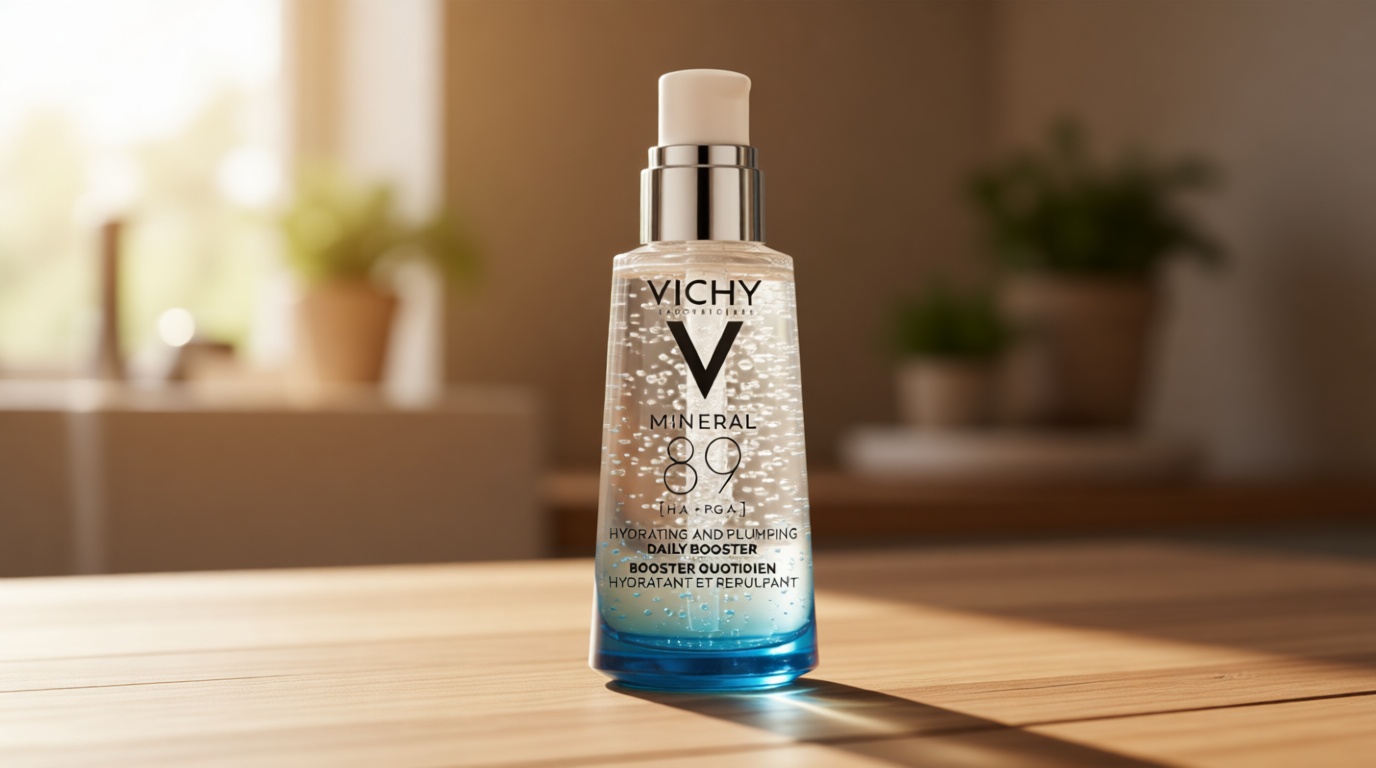 Vichy Mineral 89 Booster, Pure Hyaluronic Acid Serum for Face with Polyglutamic Acid for Skin Barrier Repair, Plumps & Hydrates, Lightweight Hydrating Serum, Oil-Free, Non-Sticky