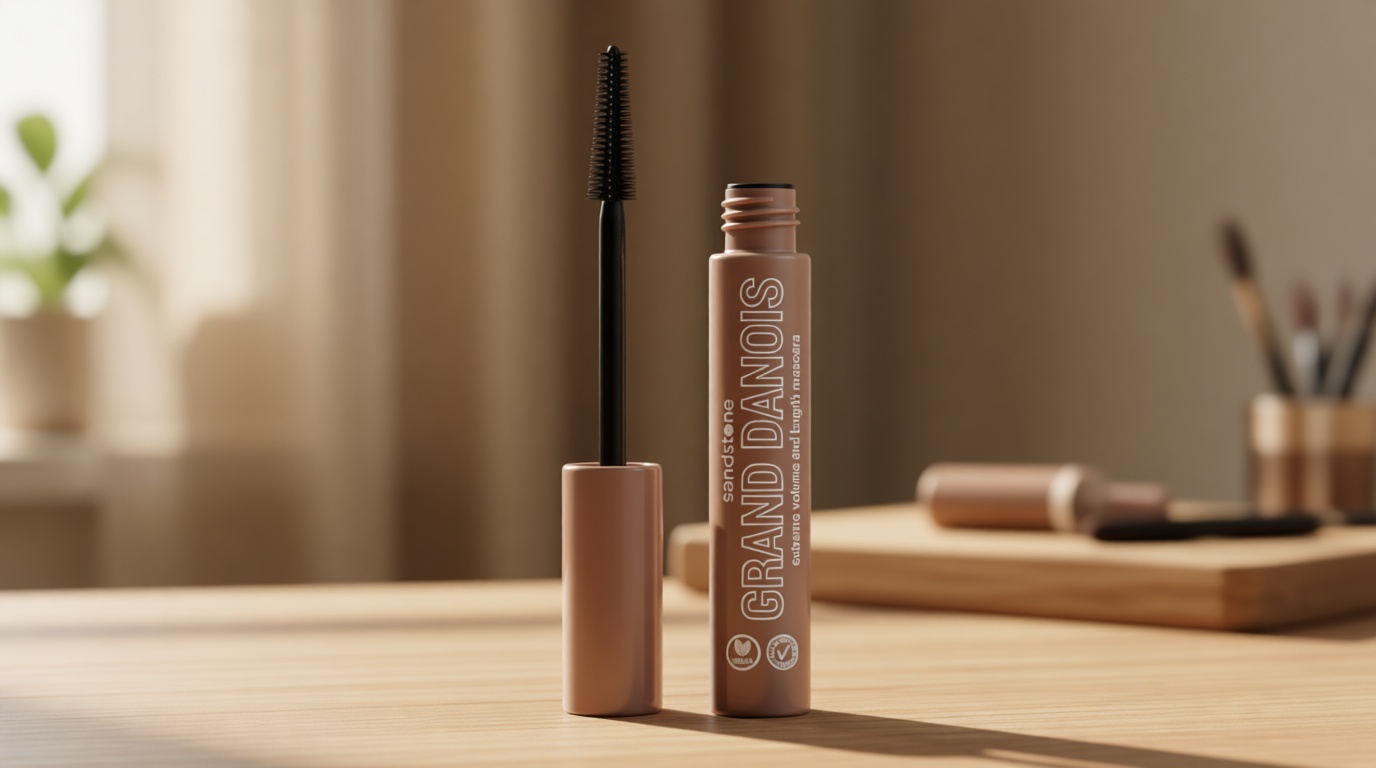 Sandstone Scandinavia Hypoallergenic Mascara for Sensitive Eyes – Brown – Smudge-Proof & Sweat-Resistant – Lengthening & Volumizing – Vegan, Fragrance-Free