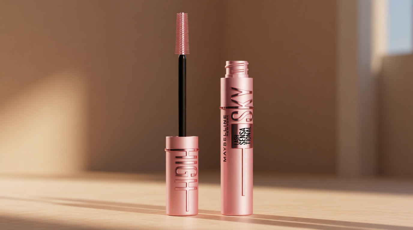 Maybelline Lash Sensational Sky High Washable Mascara Makeup, Volumizing, Lengthening, Defining, Curling, Multiplying, Buildable Formula, Blackest Black, 1 Count