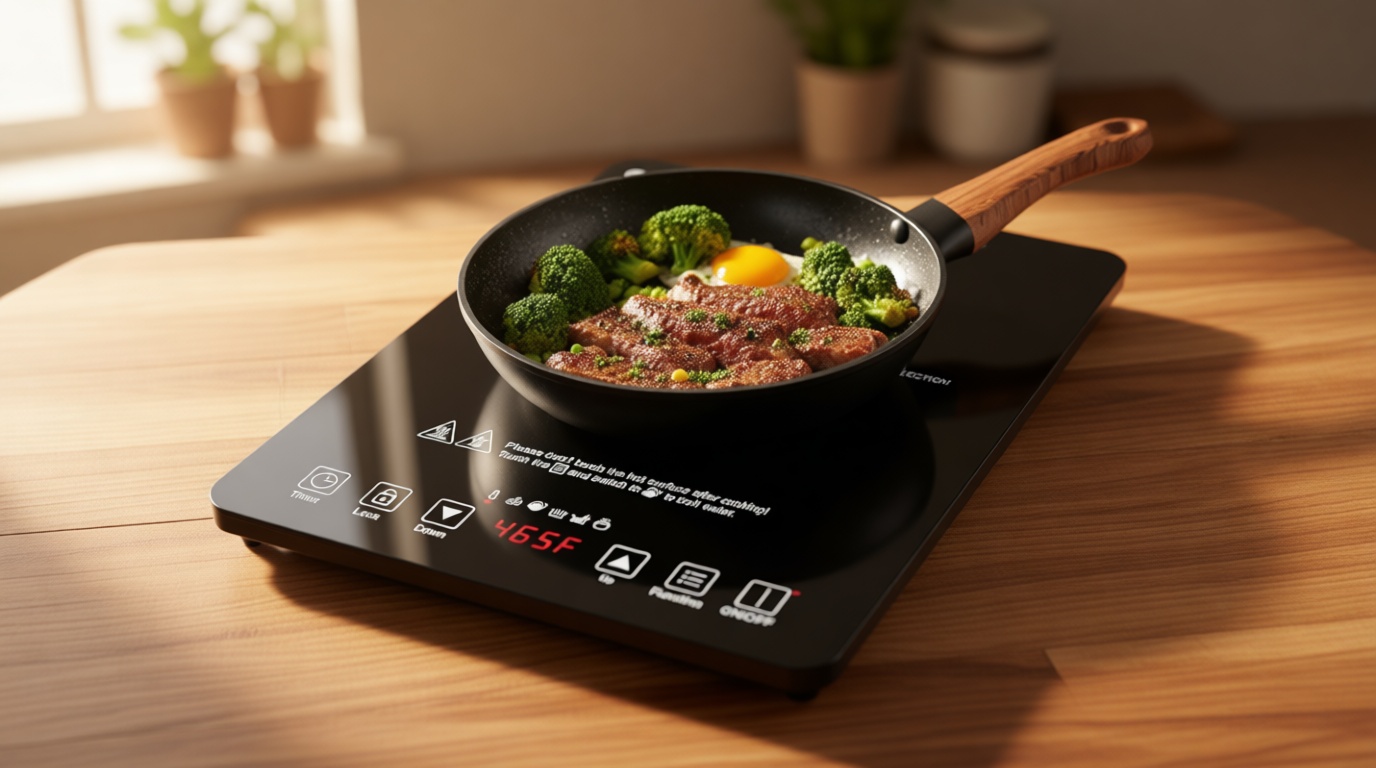 AMZCHEF Portable Induction Cooktop 20 Temperature & Power Levels, 1800W Induction Stove Burner with 6.8" Heating Coil, Low Noise Hot Plate Single Electric Cooktops Countertop Stove with Timer