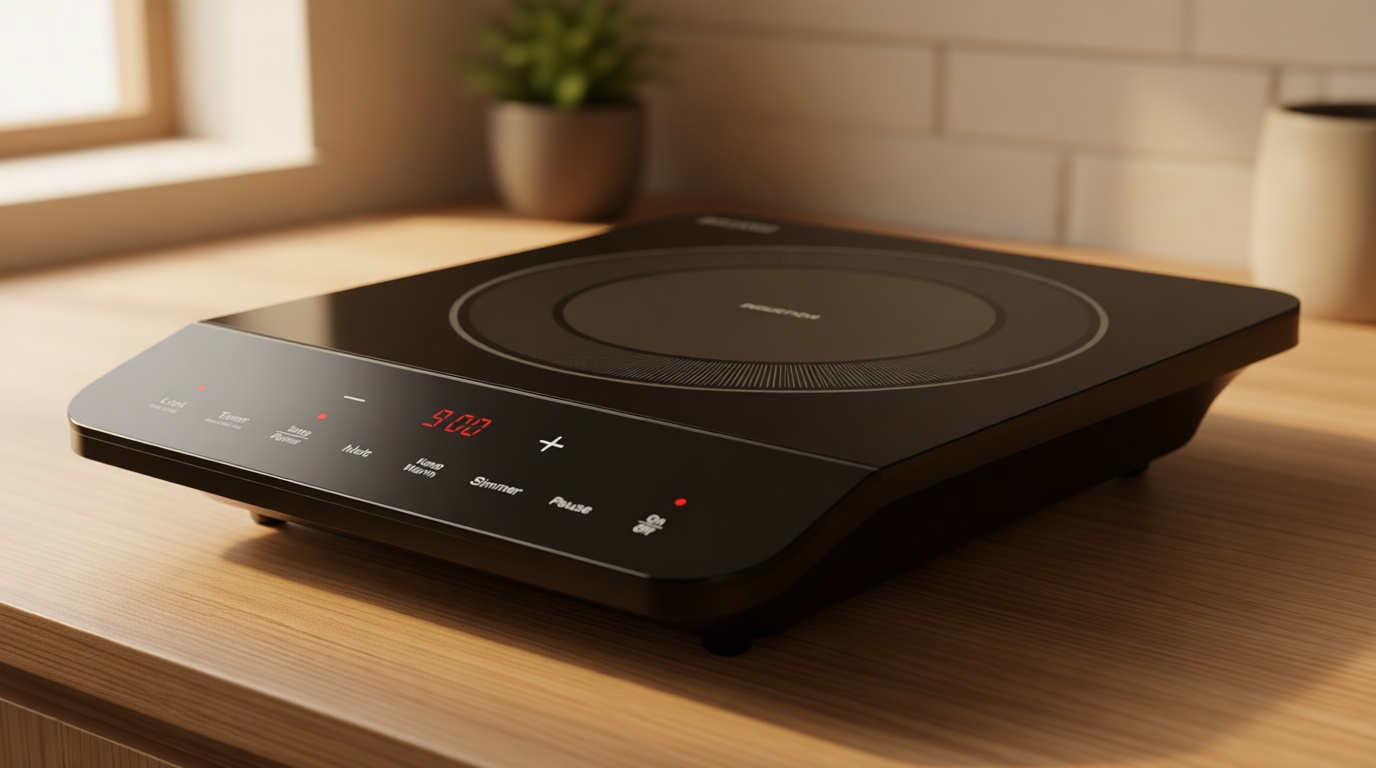 Empava Portable Induction Hot Plate Cooktop, Single 1 Burner Countertop Cooker, 3 Preset Modes, Shatter-proof Flat Glass Top, 110~120 Volt Plug in Electric Stove for Kitchen, Outdoor Camping, RV