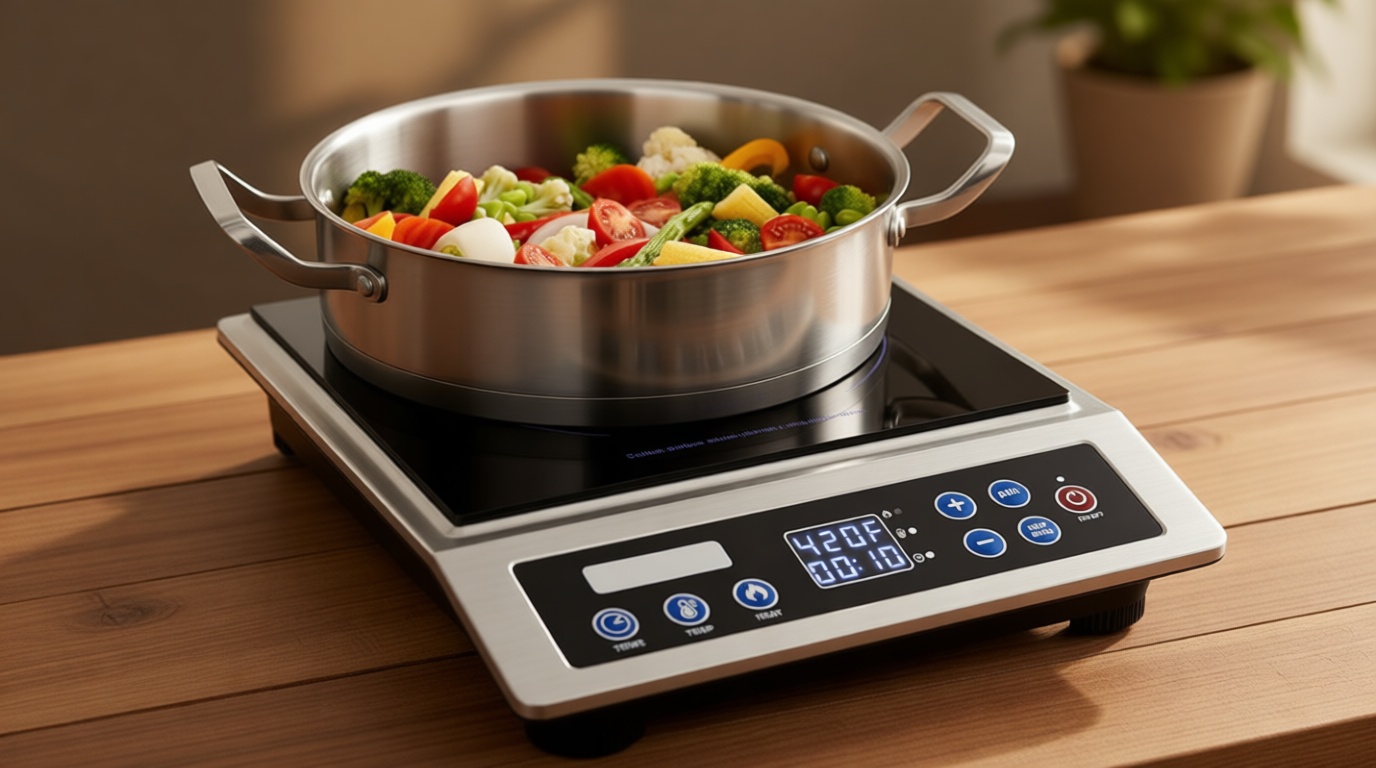 ChangBERT Portable Induction Cooktop Enhanced Version, One-Click Max Power 1800W Large Heating Coil Burner, Precise Temperature Control, NSF Certified Commercial Grade Low Noise Hot Plate