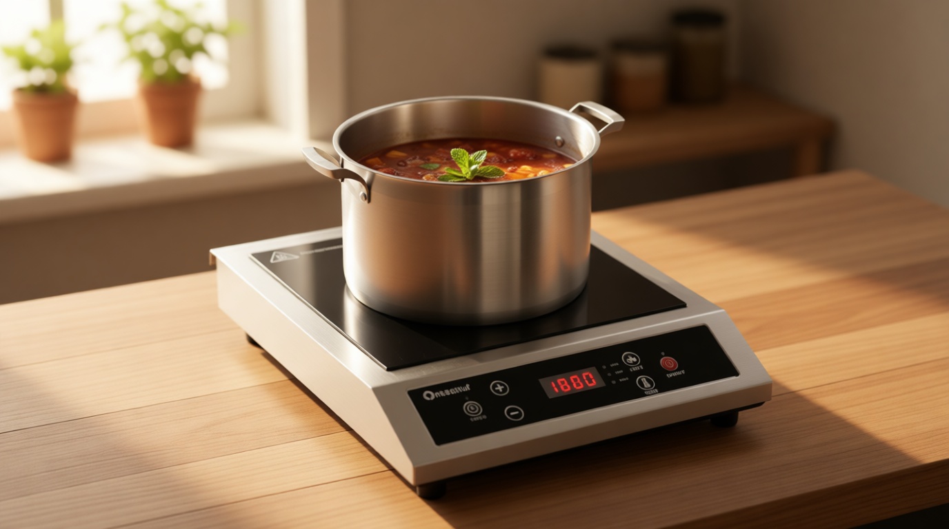 Stainless Steel Induction Cooktop, Professional-Grade Induction Cooker with Precise Temperature Control,Portable Countertop Burner with UL Certified, 10 Hours Timer Powerful 1800W Hot Plate