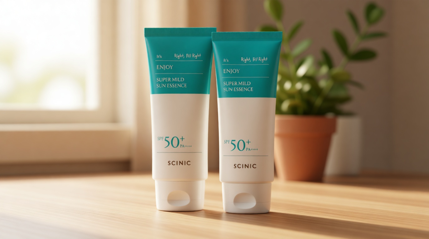 SCINIC Enjoy Super Mild Sun Essence 2 Set SPF50+ PA++++ 1.69 fl oz(50ml) | A Lightweight Hydrating Sun Essence That leaves No Sticky Feeling | Korean Skincare