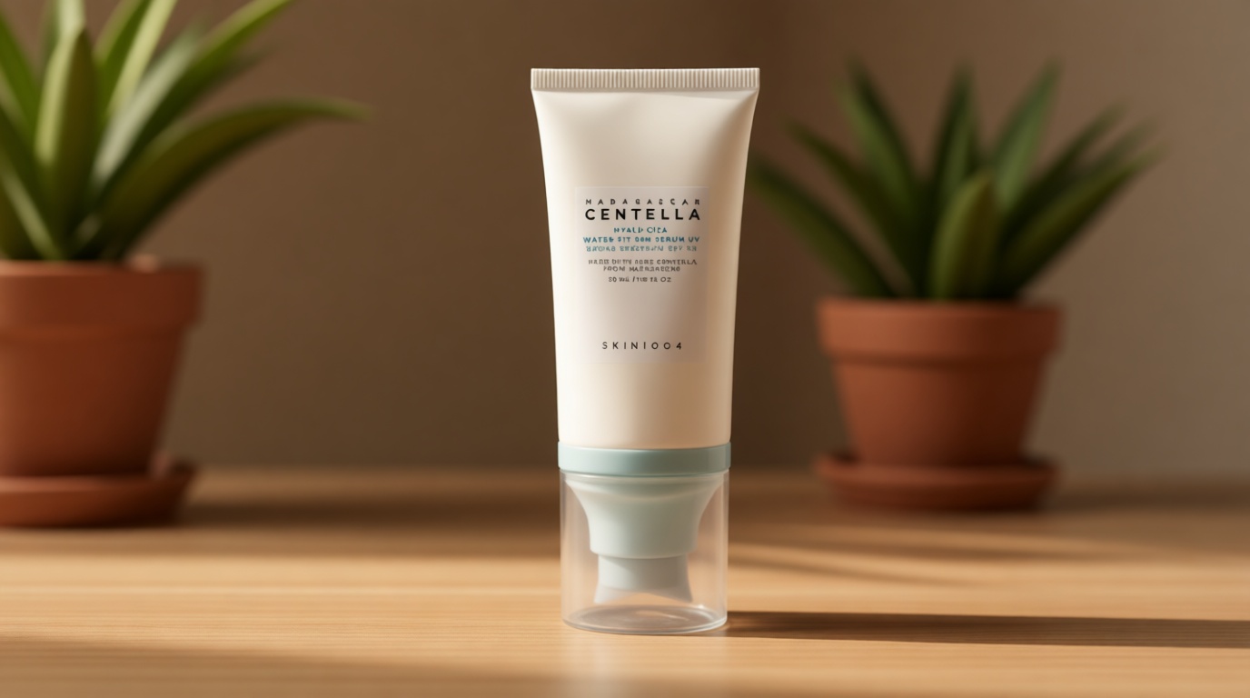 SKIN1004 Centella Hyalu-Cica Water-Fit Sun Serum UV, Korean Sunscreen SPF 50, Centella Sunscreen, Travel Essentials, Sunscreen with Hyaluronic Acid, No White Cast, Korean Skin Care, 1.69 fl.oz / 50ml