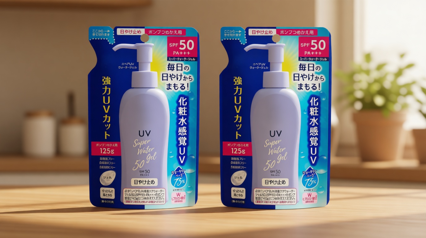 Japanese Sunscreen SPF 50/PA+++ Super Water Gel 4.22floz(125g) Refill Pack of 2