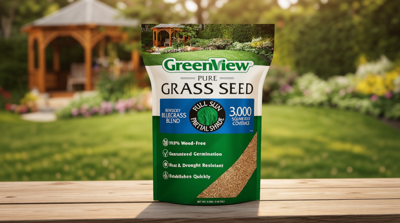 GreenView Pure Grass Seed Kentucky Bluegrass Blend, 3 lb. Bag – Covers up to 3,000 sq. ft.
