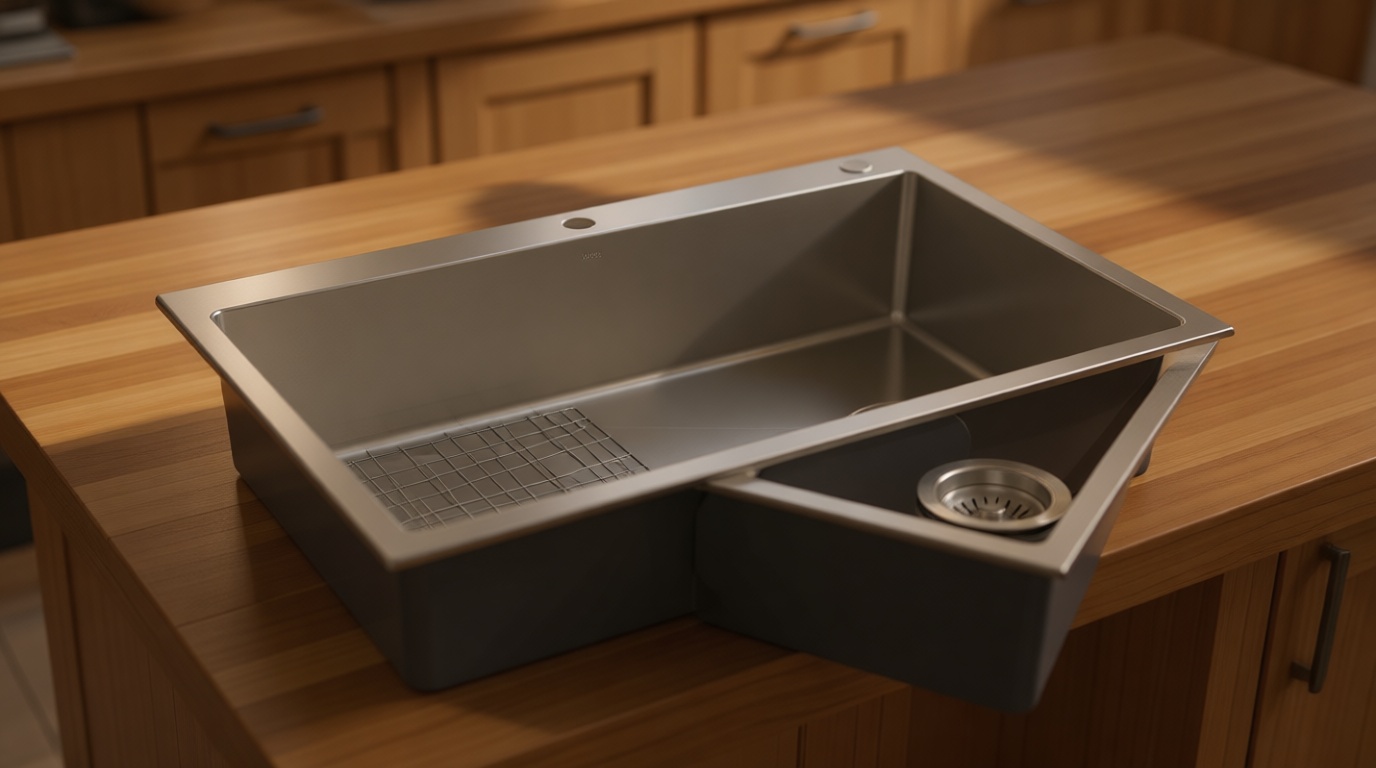 KRAUS Fairlane 33-inch Drop In/Top Mount Single Bowl 18-Gauge Stainless Steel Kitchen Sink, KHT640-33