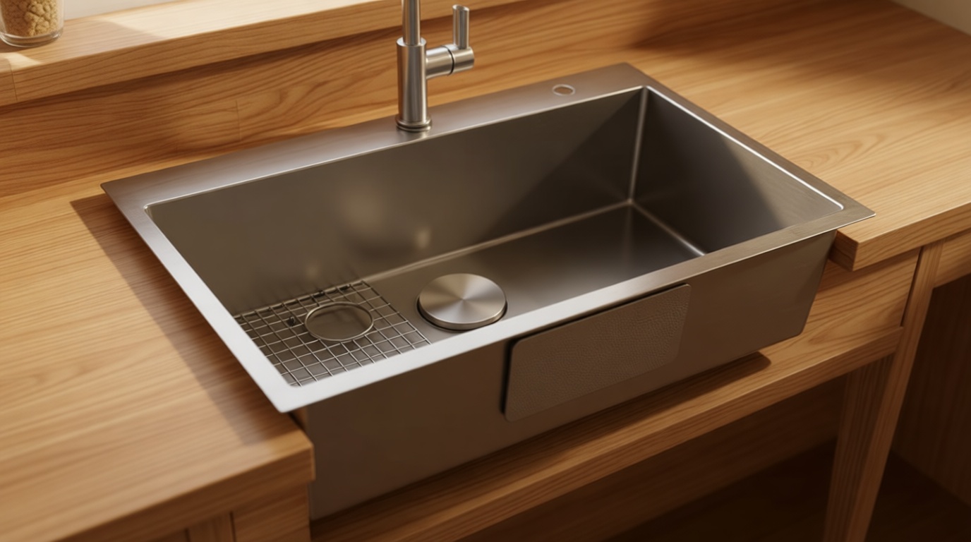 30 inch Drop in Kitchen Sink, Topmount Single Bowl 304 Stainless Steel Handmade Satin Finish Kitchen Sinks with Dish Grid and Strainer