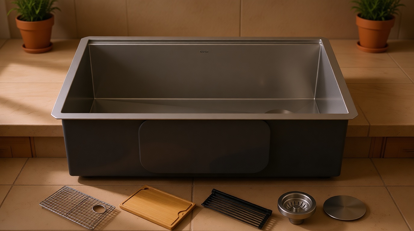 KRAUS Kore Workstation 30-inch Undermount 16 Gauge Stainless Steel Kitchen Sink, Single Bowl Kitchen Sink with Accessories, KWU110-30