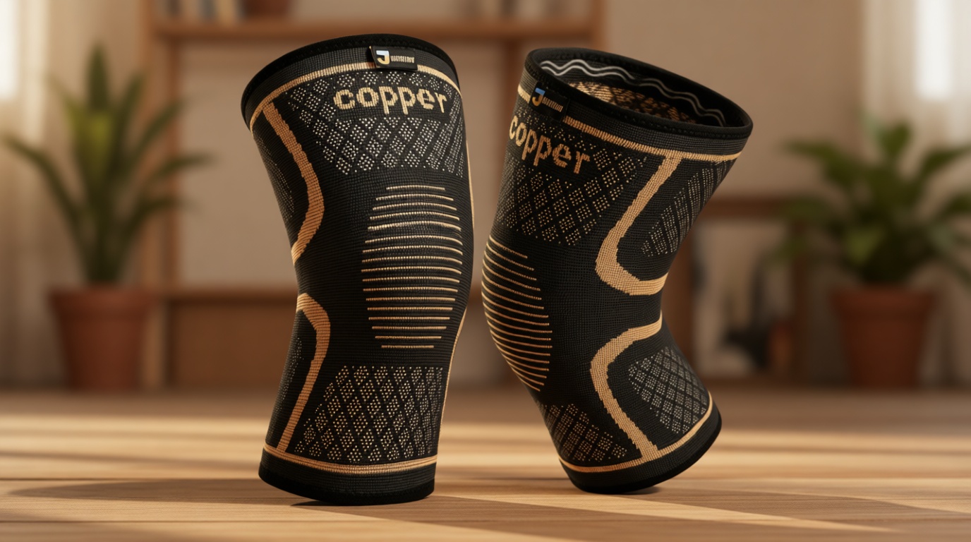 Copper Knee Braces for Men and Women (2 pack) -Knee Supports Copper Compression Knee Sleeve for Knee Pain, Arthritis, Sports and Recovery Support (Large) Global Recycled Standard