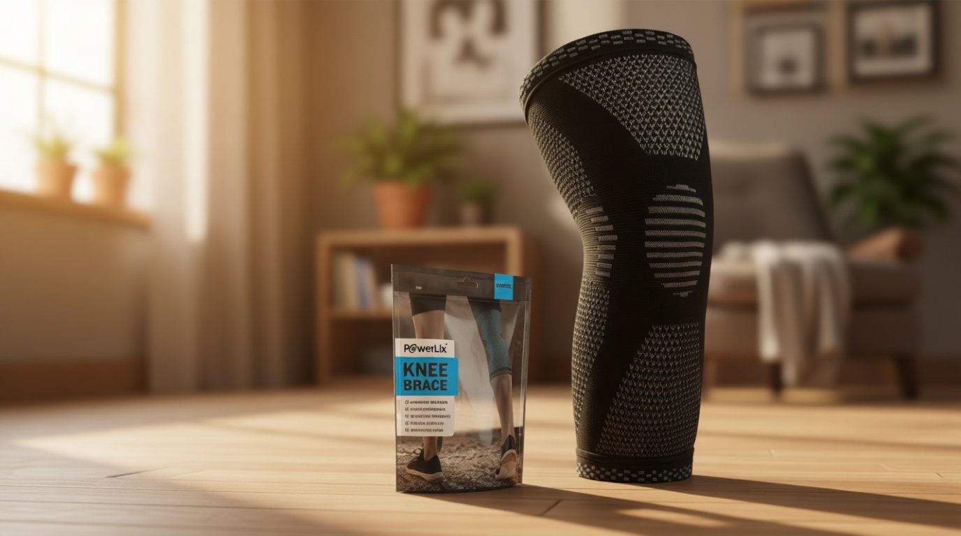 POWERLIX Knee Compression Sleeve - Best Knee Brace for Men & Women – Knee Support for Running, Basketball, Weightlifting, Gym, Workout, Sports, (Black, Large)