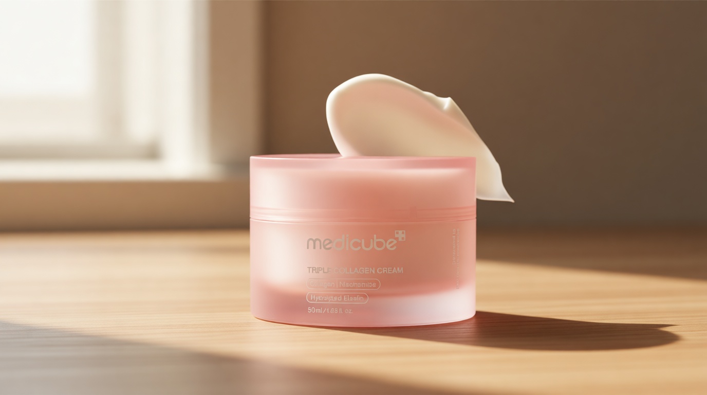 Medicube Triple Collagen Cream - Hydrating & Firming Moisturizer with Hyaluronic Acid, Premium Elastin, Shea Butter - Wrinkle Care & Boosts Elasticity - Korean Skincare, 1.69 oz