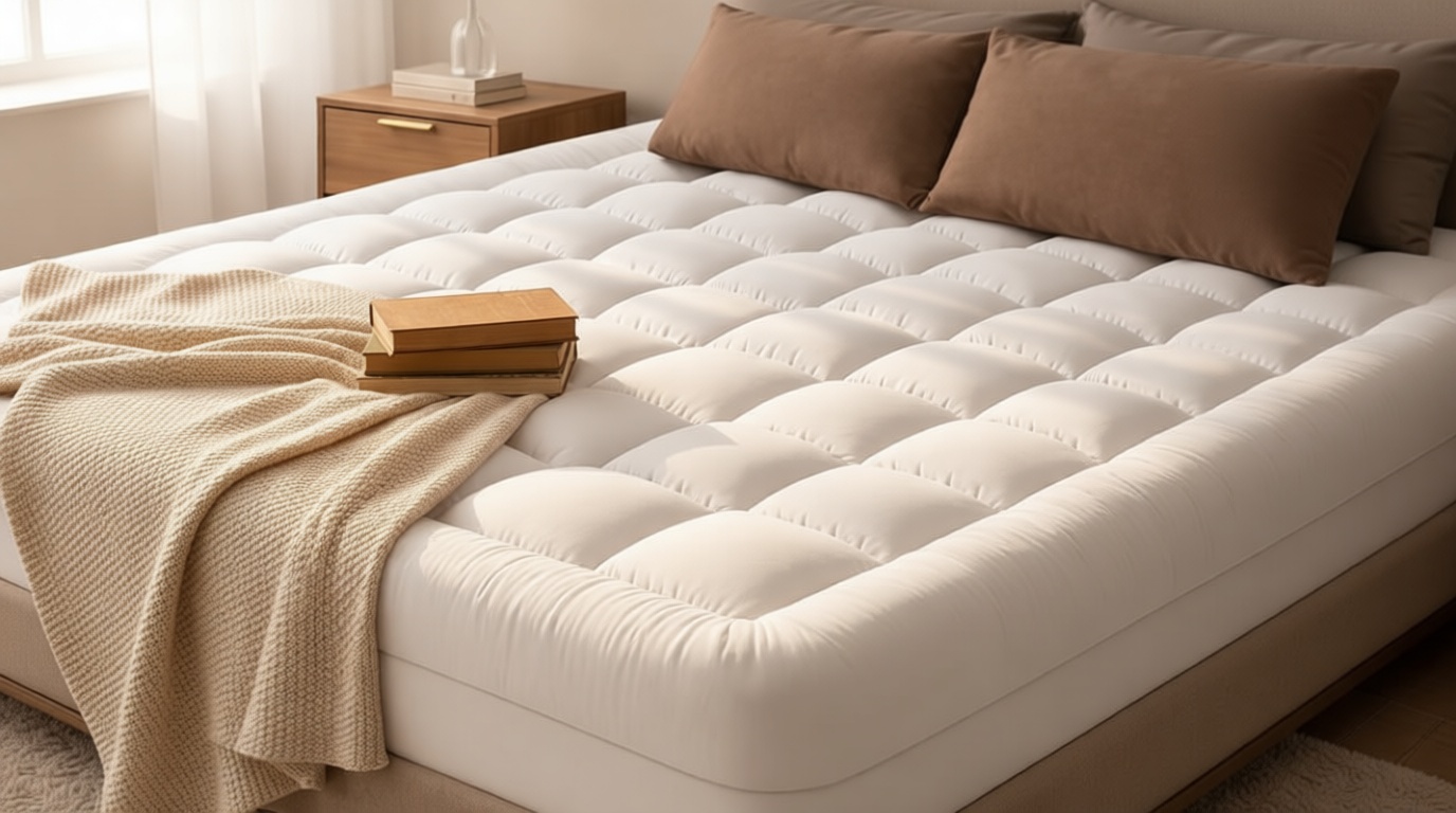 Cloud-Like Queen Mattress Topper - 100% Cotton Top Mattress Pad for Back Pain Relief - Breathable & Naturally Cooling for Hot Sleepers, White