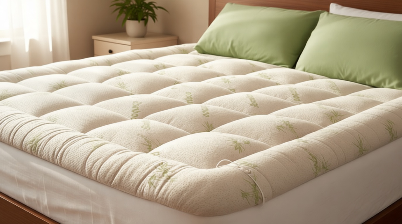 Niagara Ultra Soft Queen Size Mattress Topper - Viscose Made from Bamboo Pillow Top Mattress Pad for Back Pain Relief - Naturally Cooling for Hot Sleepers, Green OEKO-TEX STANDARD 100