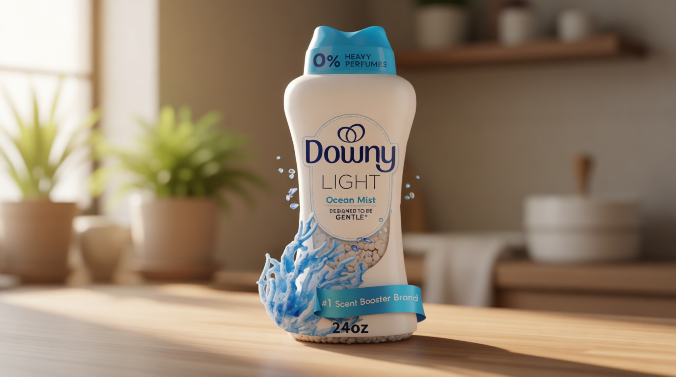 Downy Light Laundry Scent Booster Beads, Ocean Mist Scent, 24 OZ, In-Wash Fabric Beads Designed To Be Gentle With A Light Boost Of Scent, No Heavy Perfumes