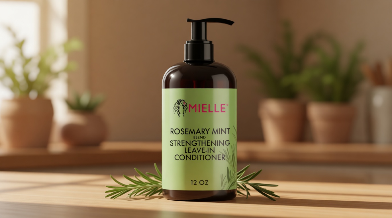 Mielle Organics Rosemary Mint Strengthening Leave In Conditioner for Curly Hair - Hydrating Hair Moisturizer Infused with Biotin to Soften, Protect & Boost Shine (12 Oz)