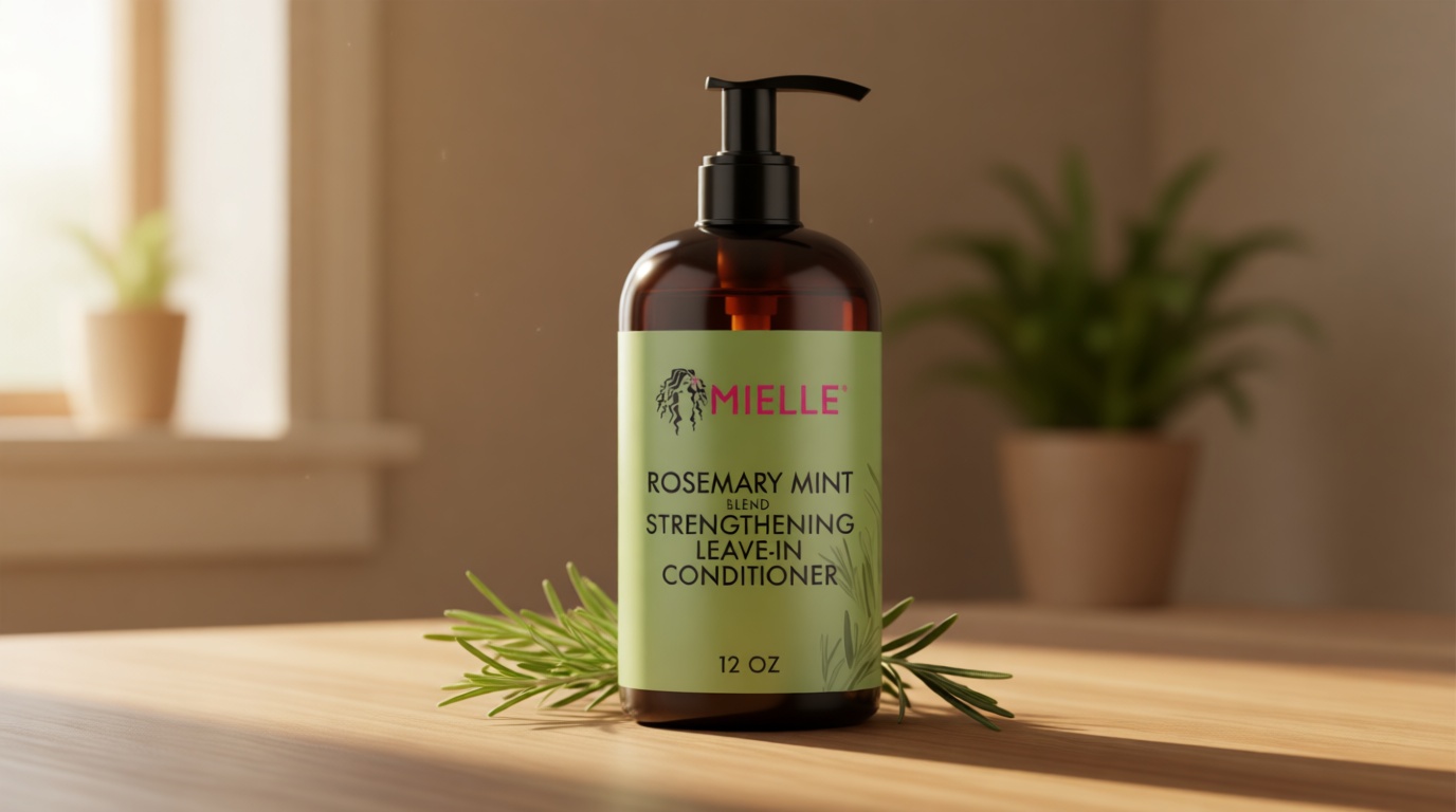 Mielle Organics Rosemary Mint Strengthening Leave In Conditioner for Curly Hair - Hydrating Hair Moisturizer Infused with Biotin to Soften, Protect & Boost Shine (12 Oz)
