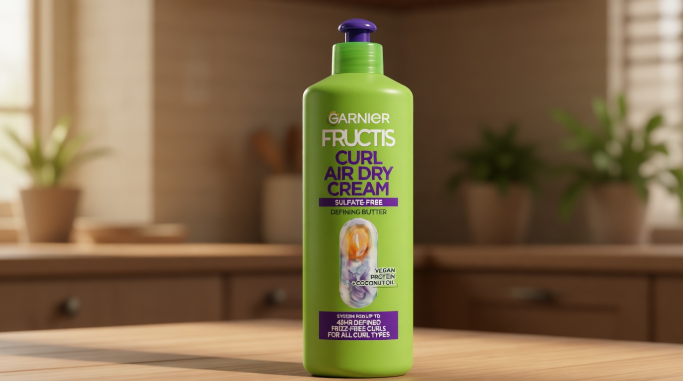 Garnier Fructis Curl Nourish Air Dry Cream XL Leave In Conditioner, Curl Defining Cream with Moisture and Frizz Control For All Curly Hair Types, Made with Vegan Protein & Coconut Oil, 16.9 Fl Oz Cradle to Cradle Certified