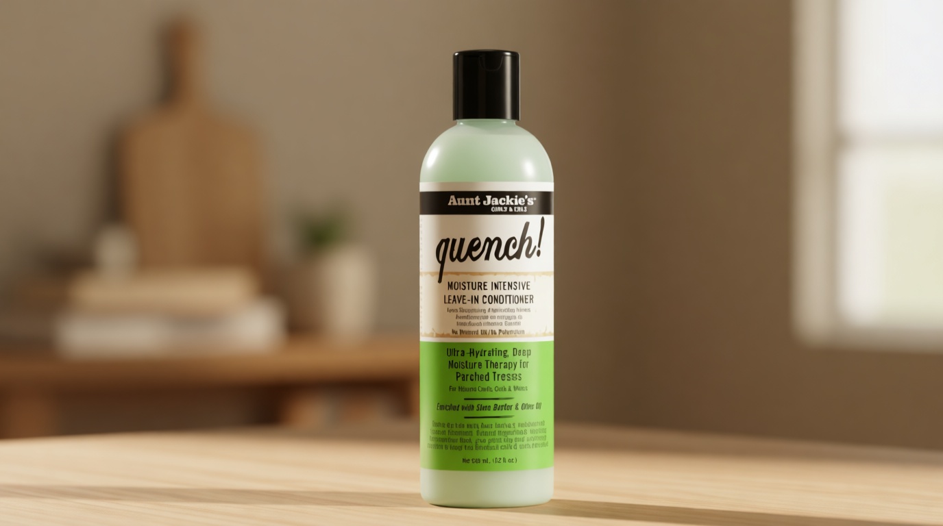 Aunt Jackie's Curls and Coils Quench Moisture Intensive Leave-In Hair Conditioner for Natural Curls, Coils and Waves, Enriched with Shea Butter, 12 oz