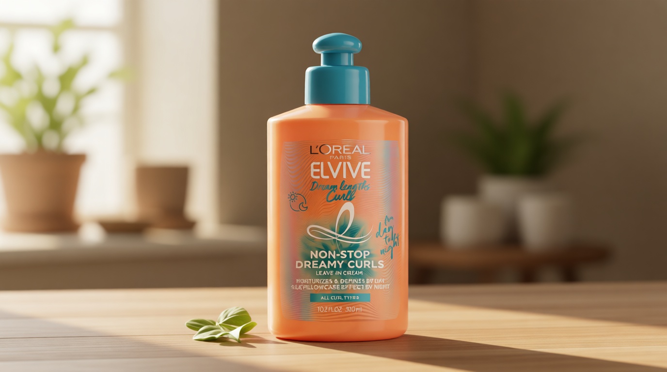 L'Oreal Paris Elvive Dream Lengths Curls Non-Stop Dreamy Curls leave-in conditioner, Paraben-Free with Hyaluronic Acid and Castor Oil. Best for wavy hair to coily hair, 10.2 fl oz