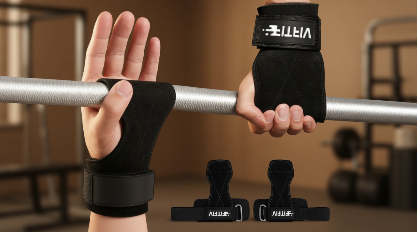 Weight Lifting Wrist Strap, Double Leather Weightlifting Wrist Straps for Gym Strength Training, Neoprene Padded Wrist Wraps - for Men & Women (Pair)