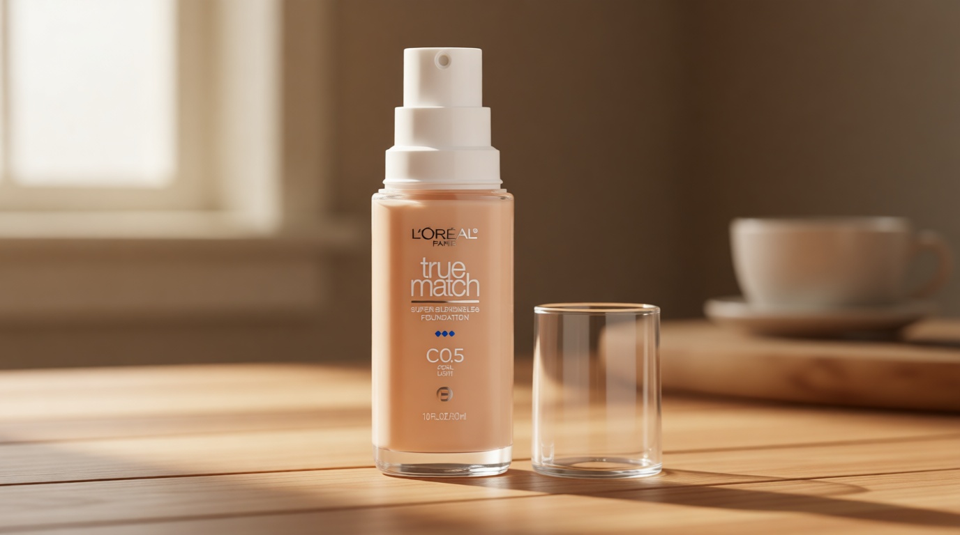 L'Oreal Paris True Match Super-Blendable Foundation, Medium Coverage Liquid Foundation Makeup, C0.5, Light, 1 Fl Oz